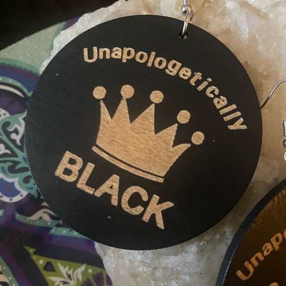 Unapologetically Black Earrings, Gold Crown, Queen, King Statement Earrings -New - Picture 16 of 16